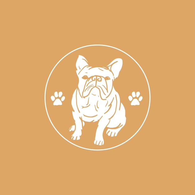 Vector vintage illustration hand drawing cute bulldog