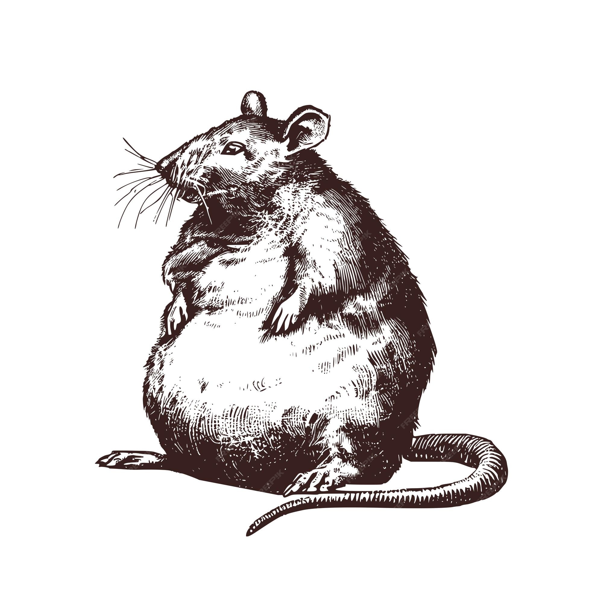 Premium Vector Vintage illustration of a sitting fat rat an oldschool