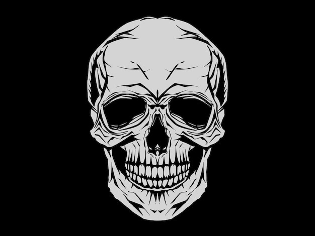 Vintage illustration of skull On black background