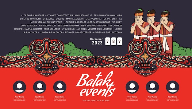 Vintage Indonesia Bataknese design layout idea for social media or event poster