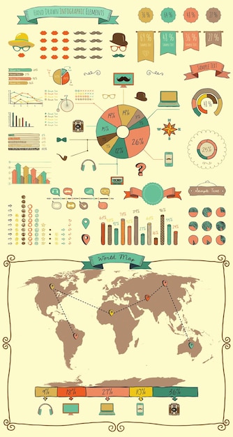 Vettore set di infografiche d'epoca