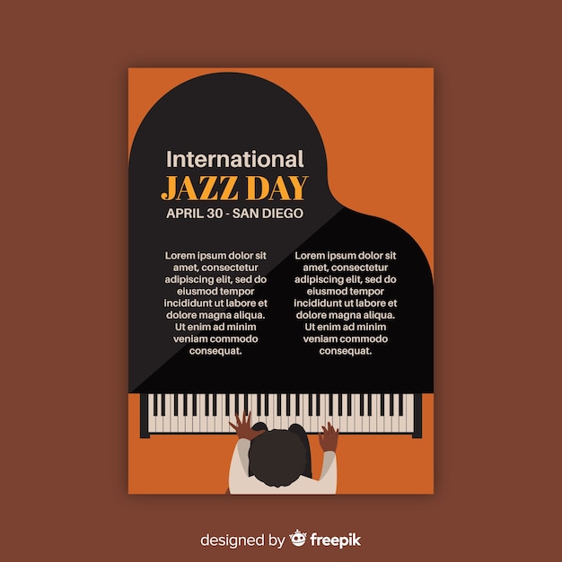 Vector vintage international jazz day poster template