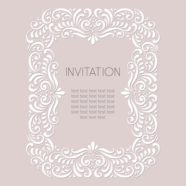 Vector vintage invitation background with lace frame in retro royal style vector