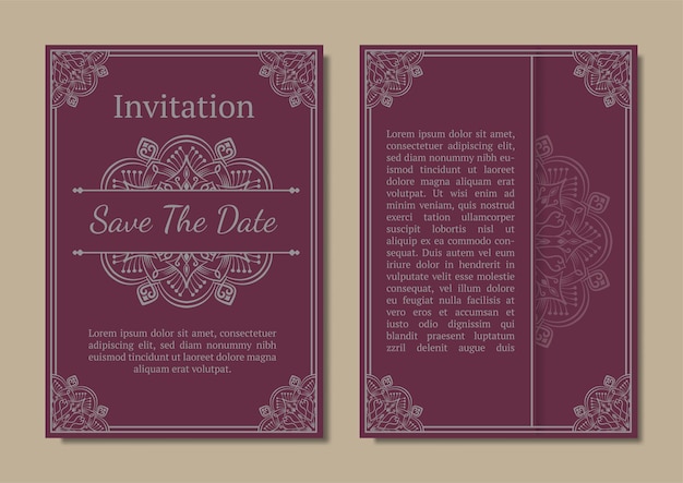 Vintage invitation card with mandala ornament