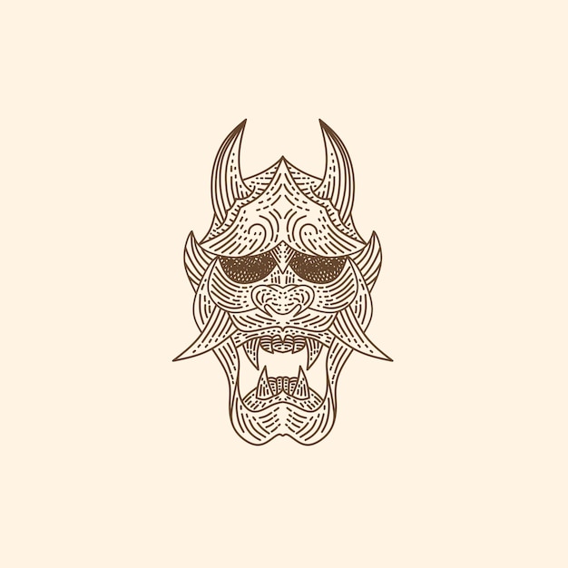 Vintage japanse demon oni mask logo design