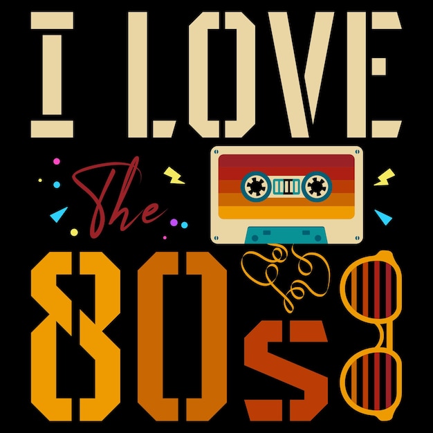 Vintage jaren '80 Dames Heren Ik hou van de jaren '80 Cassette Party Retro Gift T-shirt