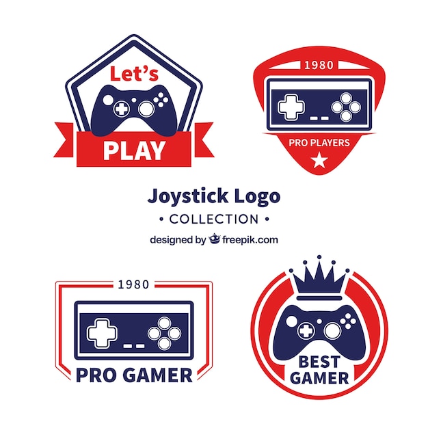 Vintage joystick logo template collection