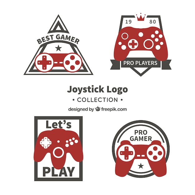 Vector vintage joystick logo template collection