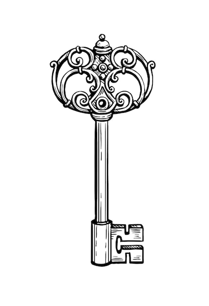 Vector vintage key ink sketch