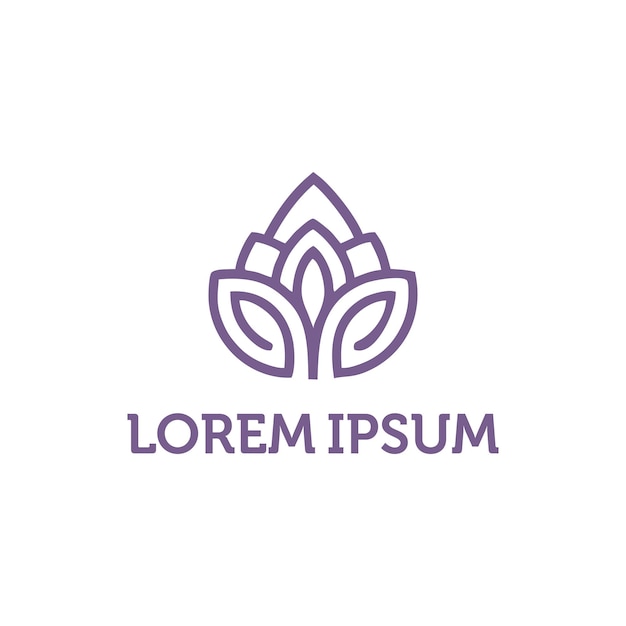 Vintage Klassiek lotusbloem logo paars bloemen
