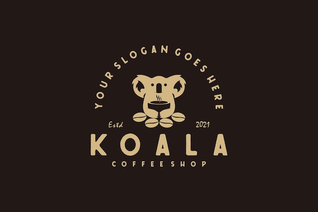 Vintage koala café-logo, café-logo-inspiratie