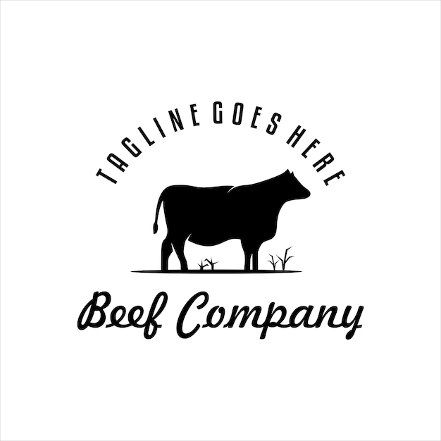 Vintage koe label logo ontwerp retro rundvlees embleem