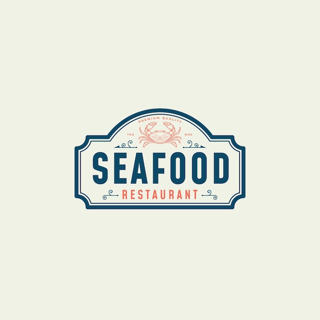 Vintage krablogo-ontwerpinspiratie voor visrestaurant