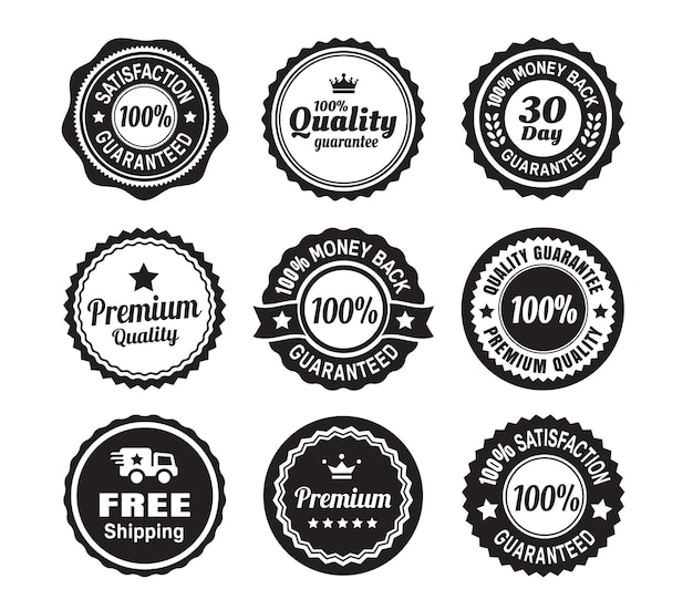Vintage kwaliteitsgarantie badges