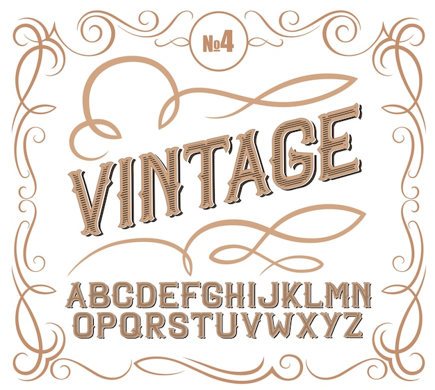 Vector vintage label font alcogol label style