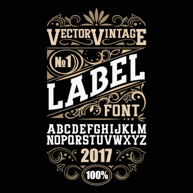 Vintage label font. alcohol label style.