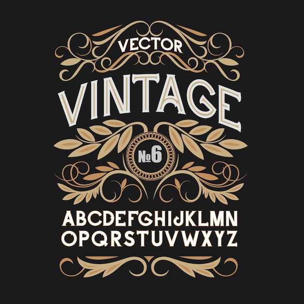 vintage label font. alcohol label style.