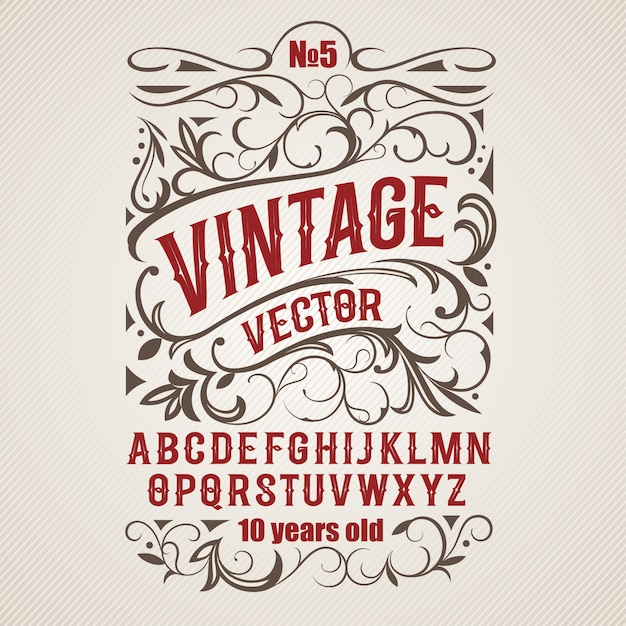 vintage label font alcohol label style