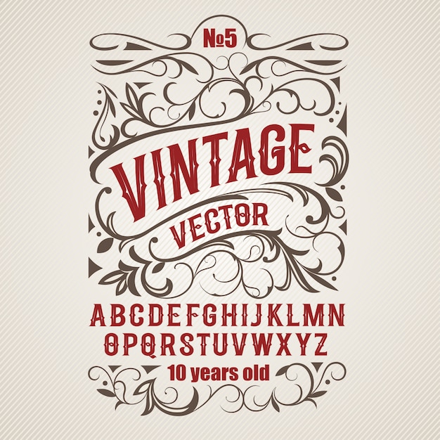 Vintage label font Alcohol label style