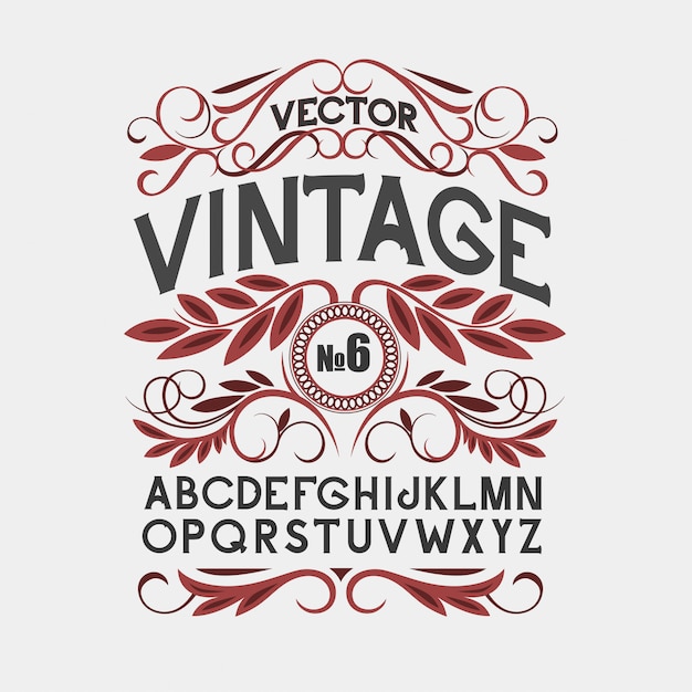 Vector vintage label font alcohol label style