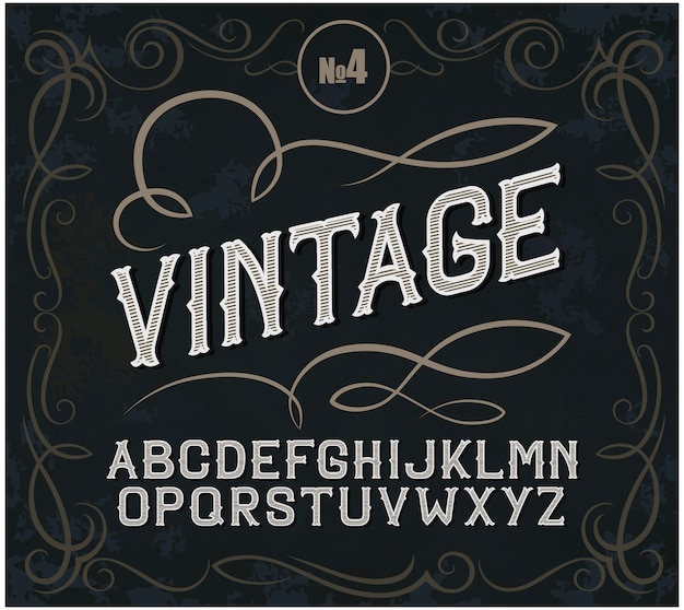 Vector vintage label font alcohol label style