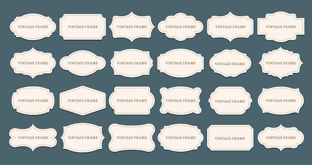 Vector vintage label frames. old frame shapes, decorative label and retro shape.