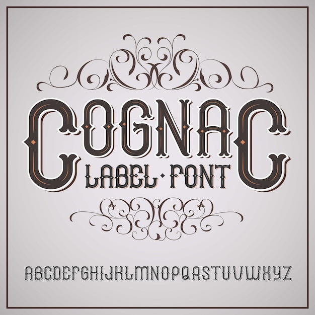 Vintage label lettertype cognac-stijl