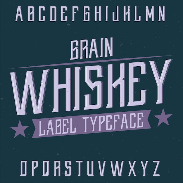 Vector vintage label lettertype genaamd grain whiskey.