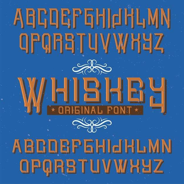 Vintage label lettertype met de naam Whiskey.