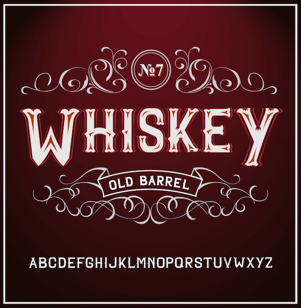 Vintage label lettertype Whiskey labelstijl met vintage sieraad