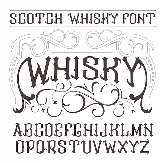 Vintage label lettertype whiskey-stijl