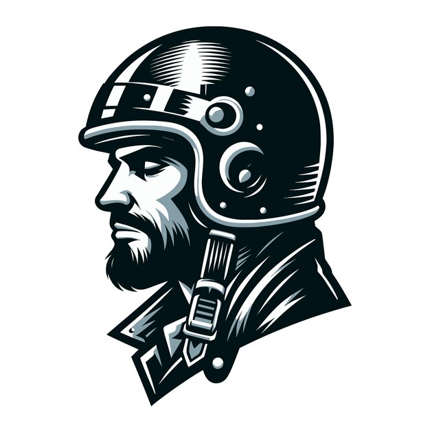 Vector vintage label man in a helmet design vector illustration for tshirt print poster emblem motorcycle