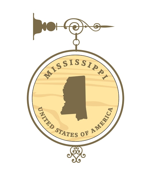 Vector vintage label mississippi