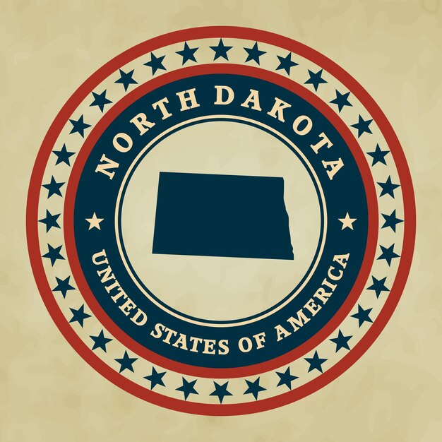 Vector vintage label north dakota