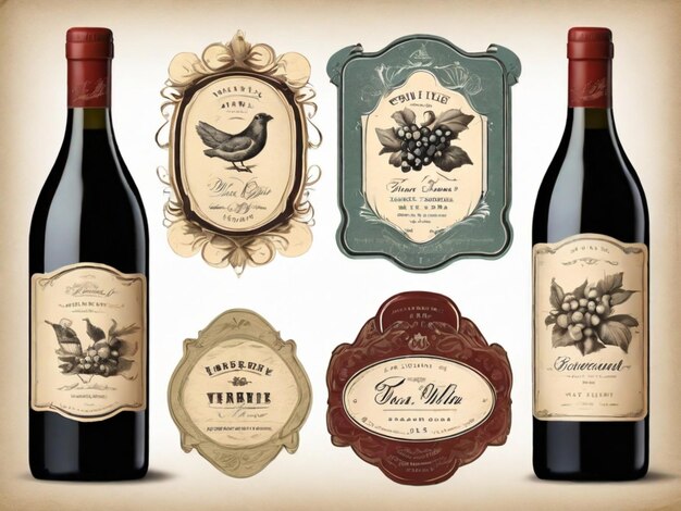 Vector vintage label set of six