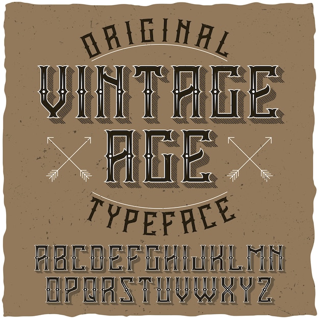 Винтажный шрифт этикетки с названием vintage age.