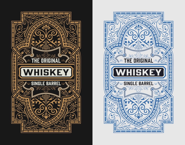 Vector vintage label voor het verpakken van westerse stijl met florale details