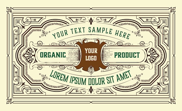 Vector vintage label with floral elements