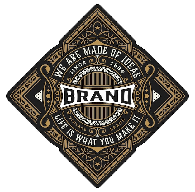 Vector vintage label with floral elements