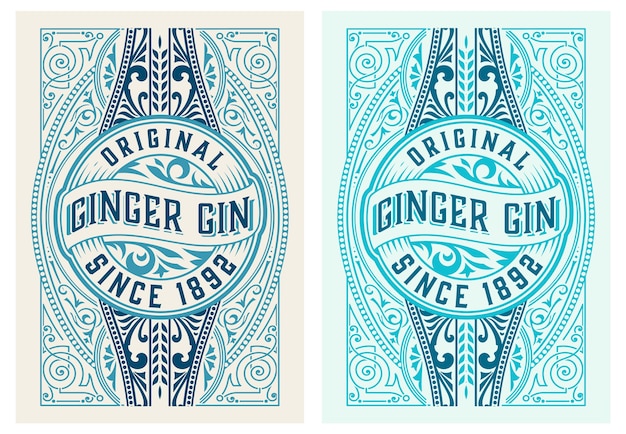 Etichetta vintage con design di liquore gin