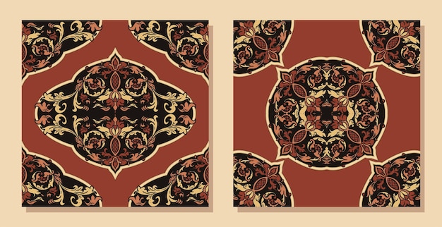 Vector vintage label with retro floral pattern for paper or fabric decoration