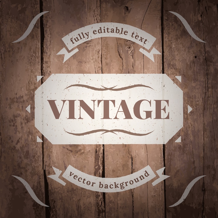 Vector vintage label on wood