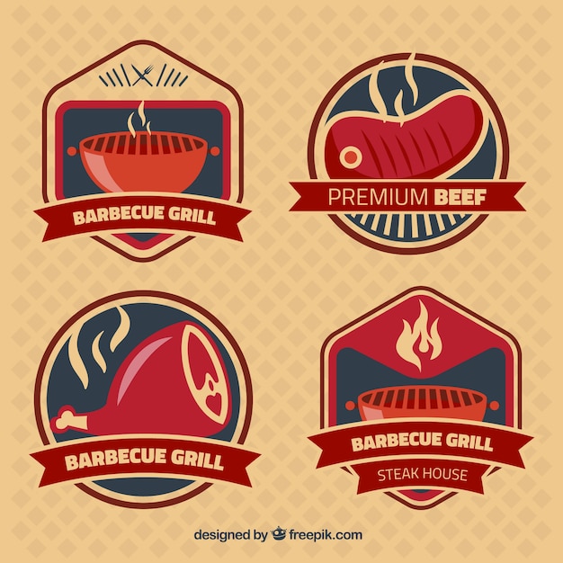 Vector vintage labels of bbq