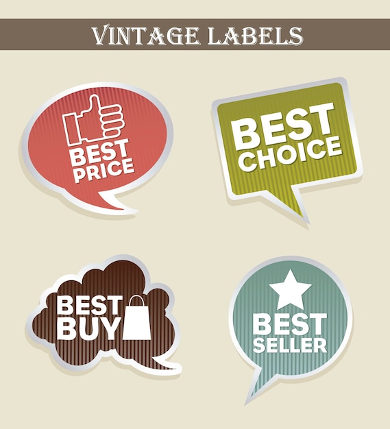 Vector vintage labels over beige background vector illustration