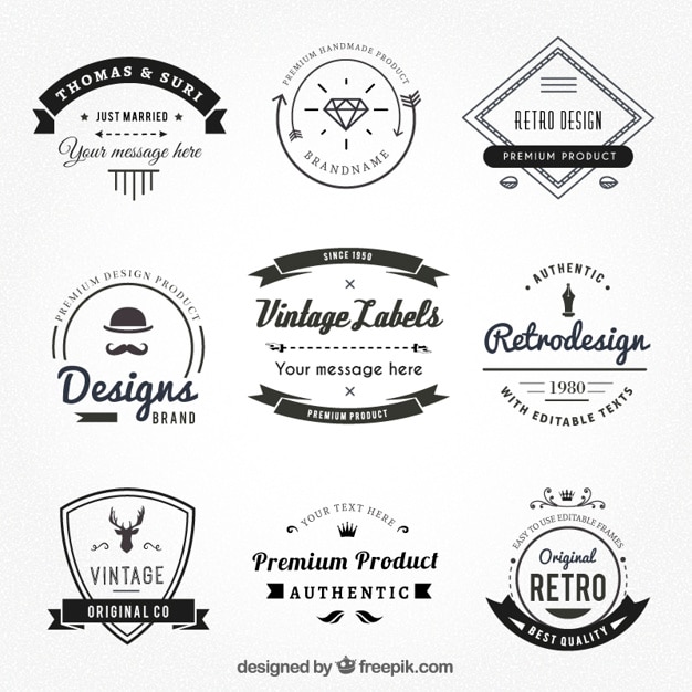 Vintage labels in hispter style