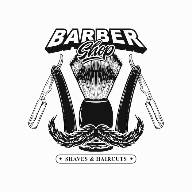 Vettore illustrazione di etichette vintage per barbiere concetto di progettazione del logo vettoriale