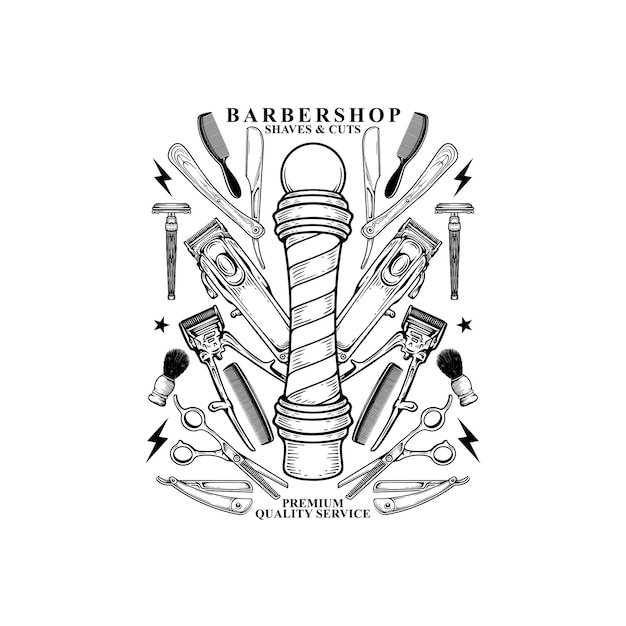 Vintage labels illustration for barbershop