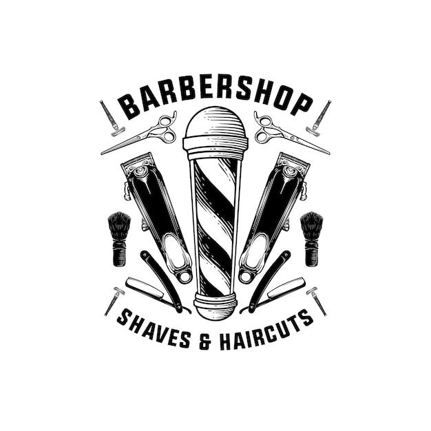 Vector vintage labels illustration for barbershop