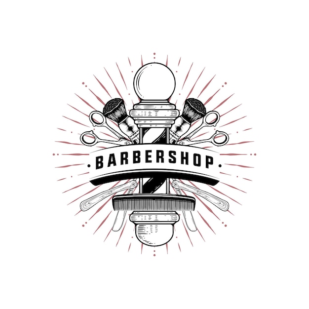 Vintage labels illustration for barbershop