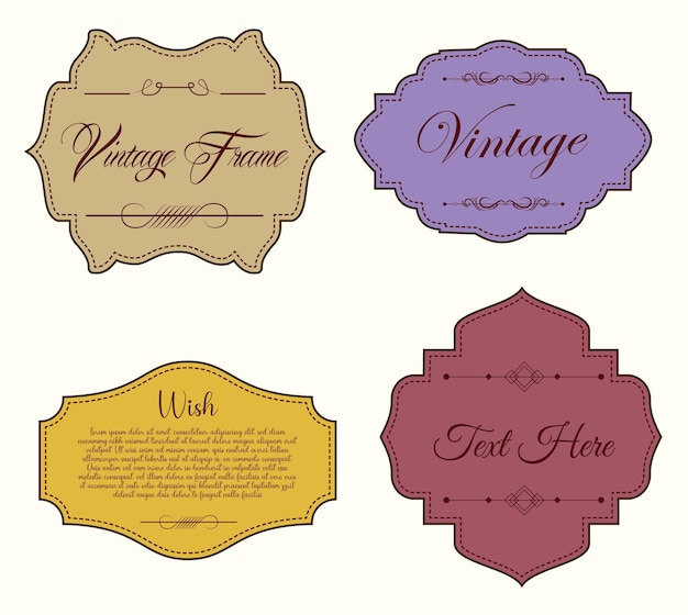 Vintage labels and tag frames set Ornamental traditional labels for wedding card handmade or organic product packaging premium quality